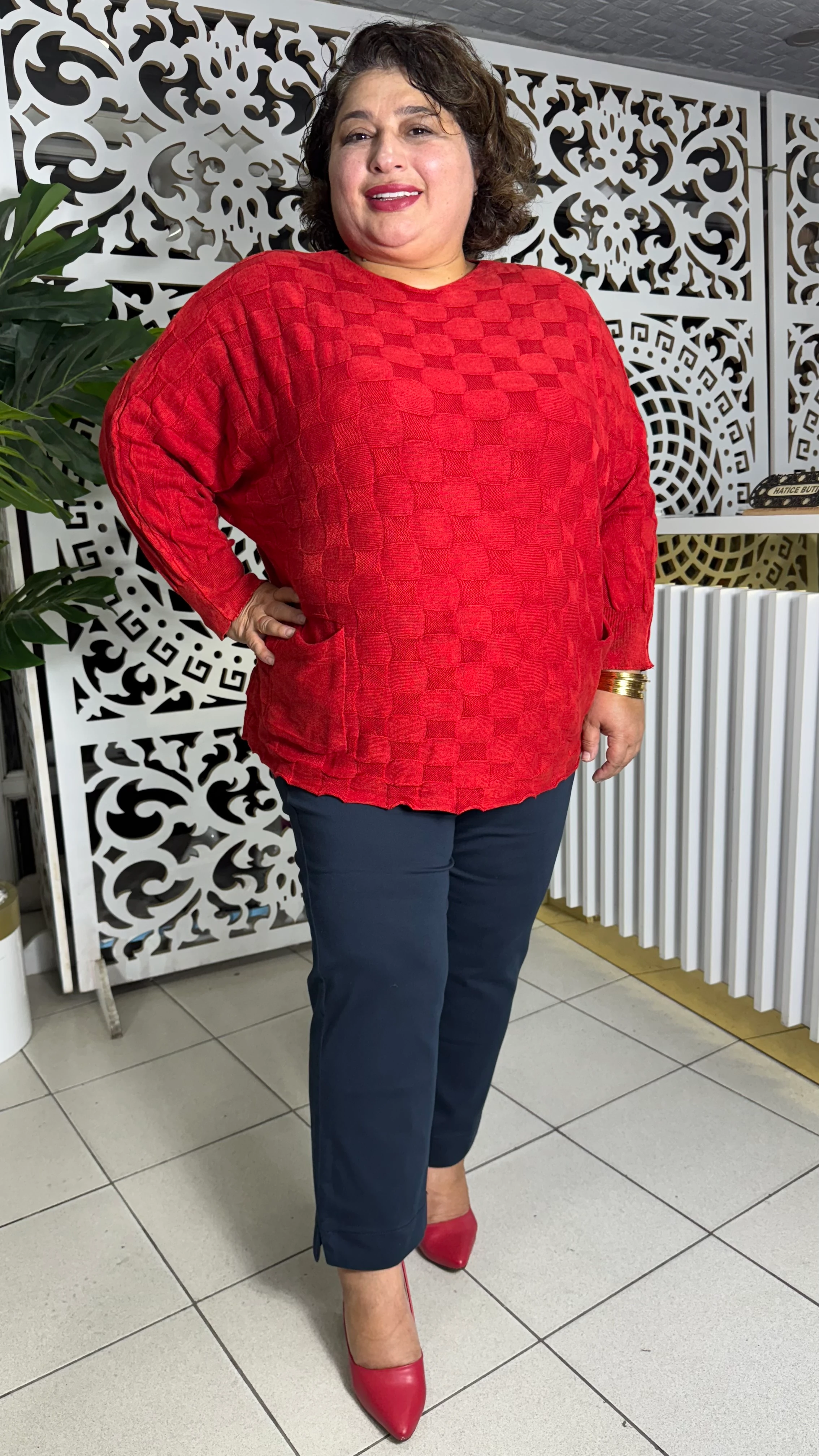 BÜYÜK BEDEN GABARDİN BİLEK BOY PANTOLON - LACİVERT