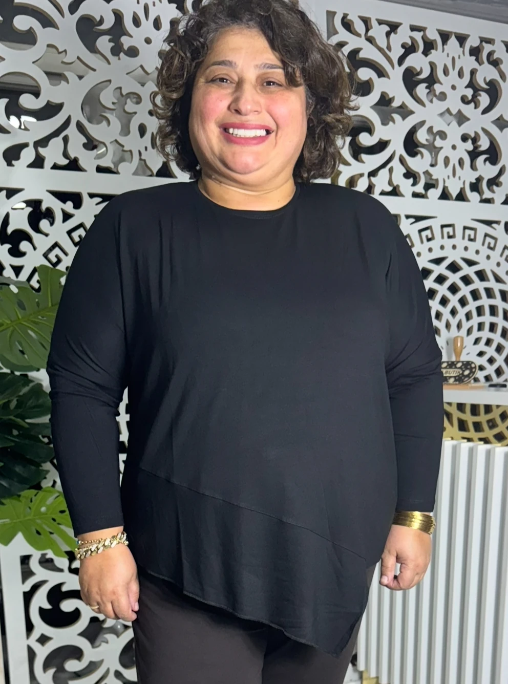 BÜYÜK BEDEN UZUN KOL MENDİL MODEL PENYE - SİYAH