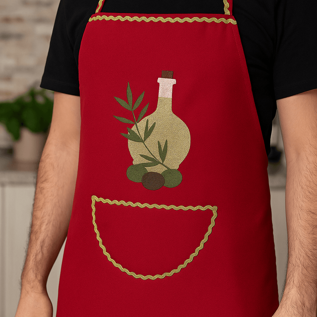 Zeytin Dalı Kırmızı Önlük ve Eldiven