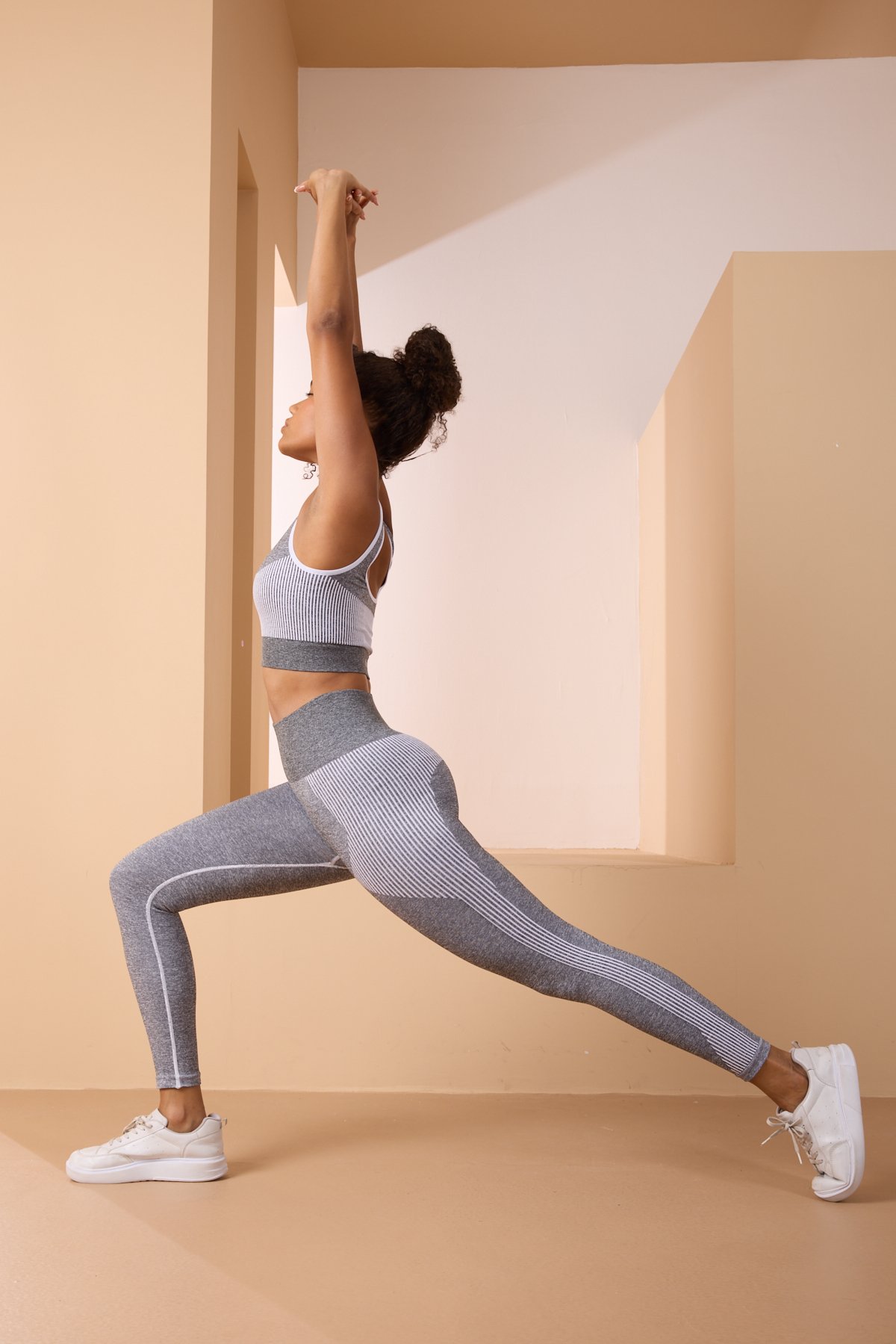 Stria-W Seamless/Dikişsiz Toparlayıcı Melanjlı Spor Tayt Büstiyer takım