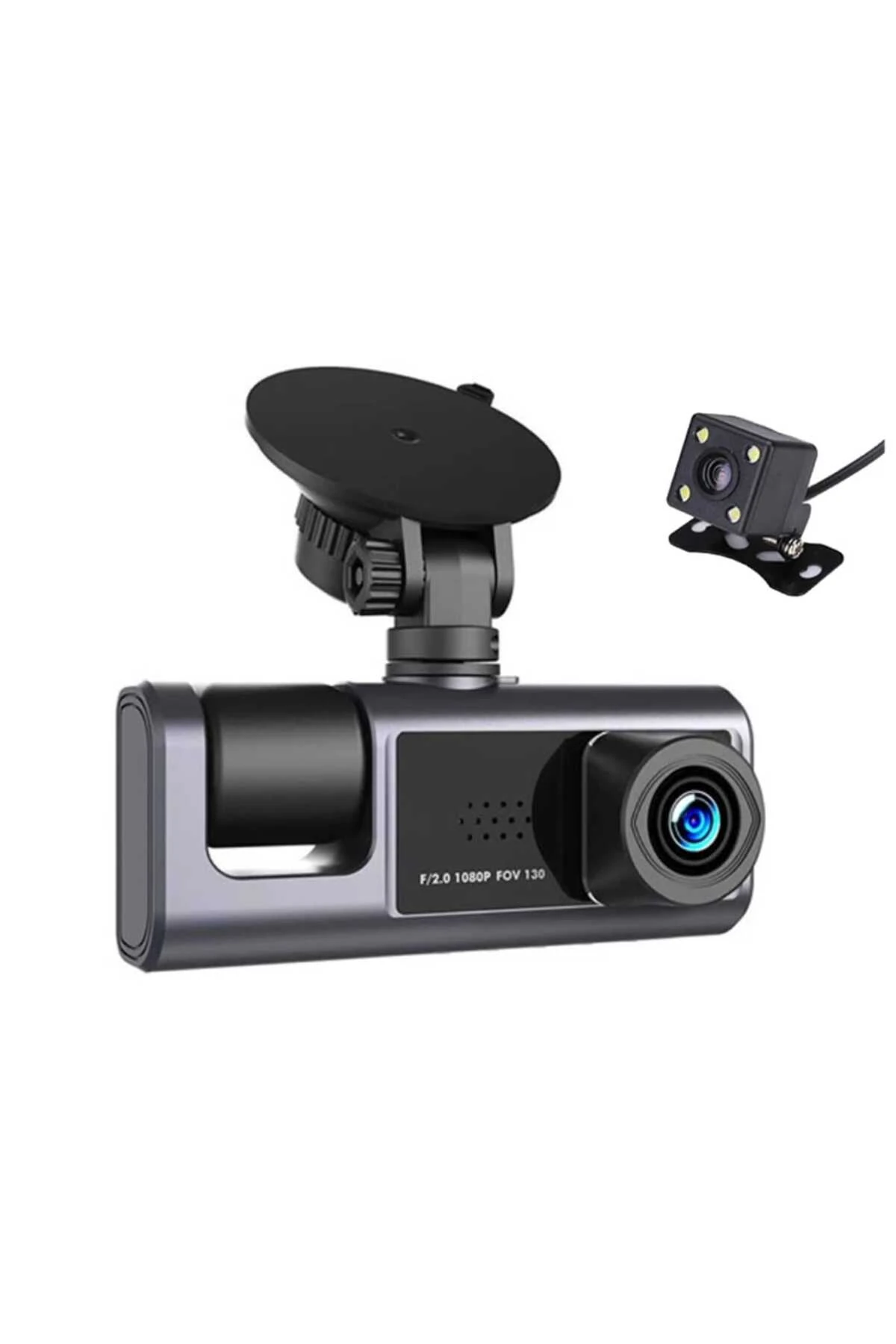 AKİLLİ99 - 2 inç IPS ekran Dash kamera 1080P HD 3lü Lens araba kara kutusu kayıt Wifi araba kamera