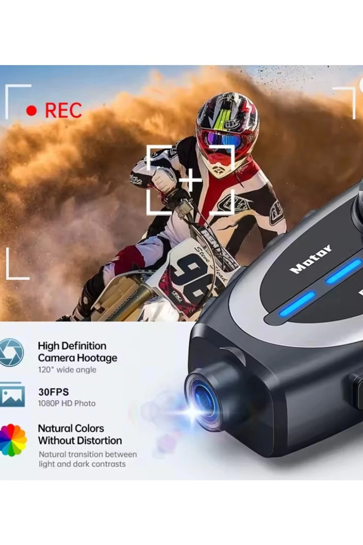 Q29 Motosiklet Kask Bluetooth Kulaklık Eşleşmeli 1080P Kamera Geniş açı Su Geçirmez Intercom