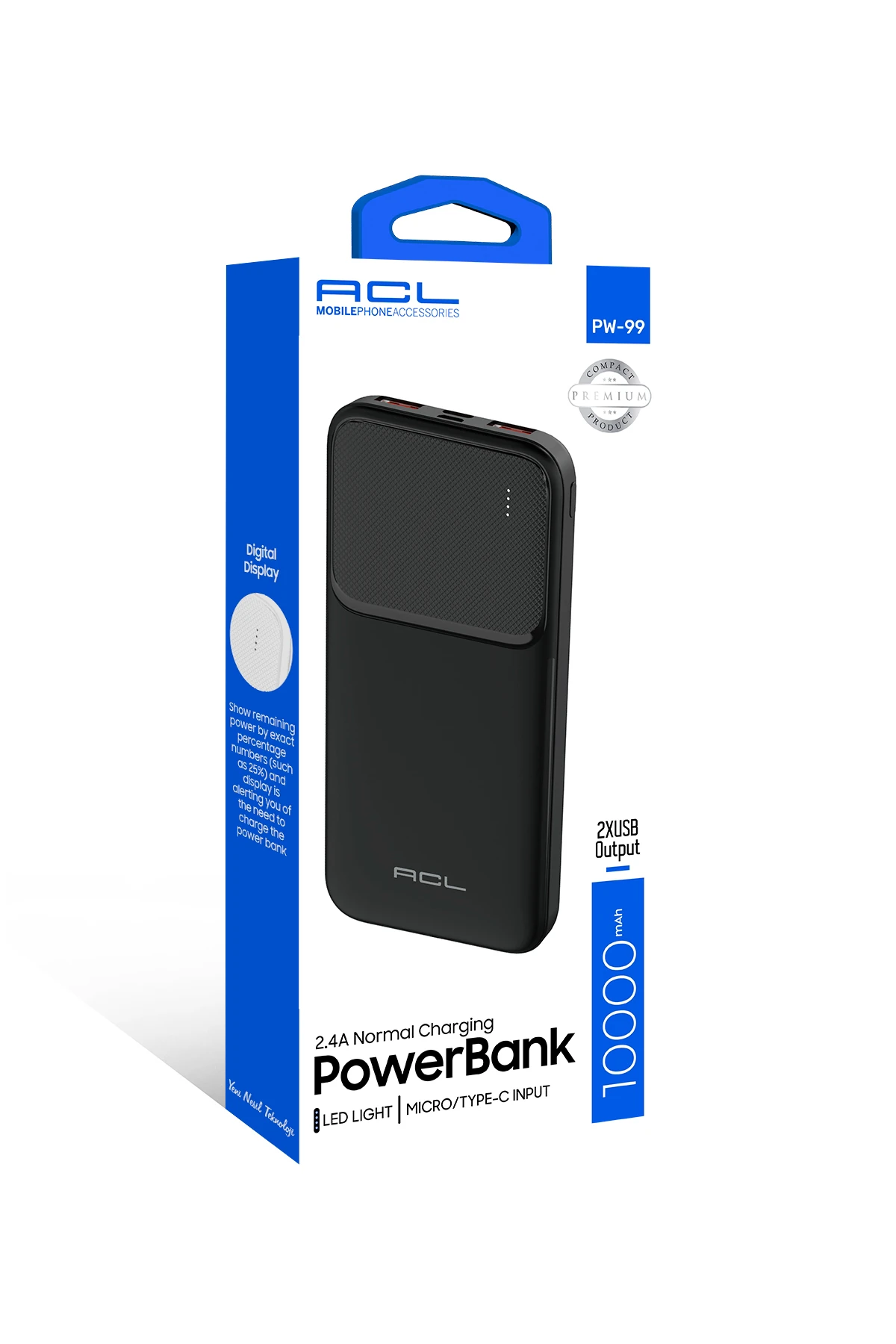 PW-99 10000mAh Powerbank Siyah | LED Göstergeli, Çift USB & Type-C Çıkışlı, Akıllı Güvenlik Sist image