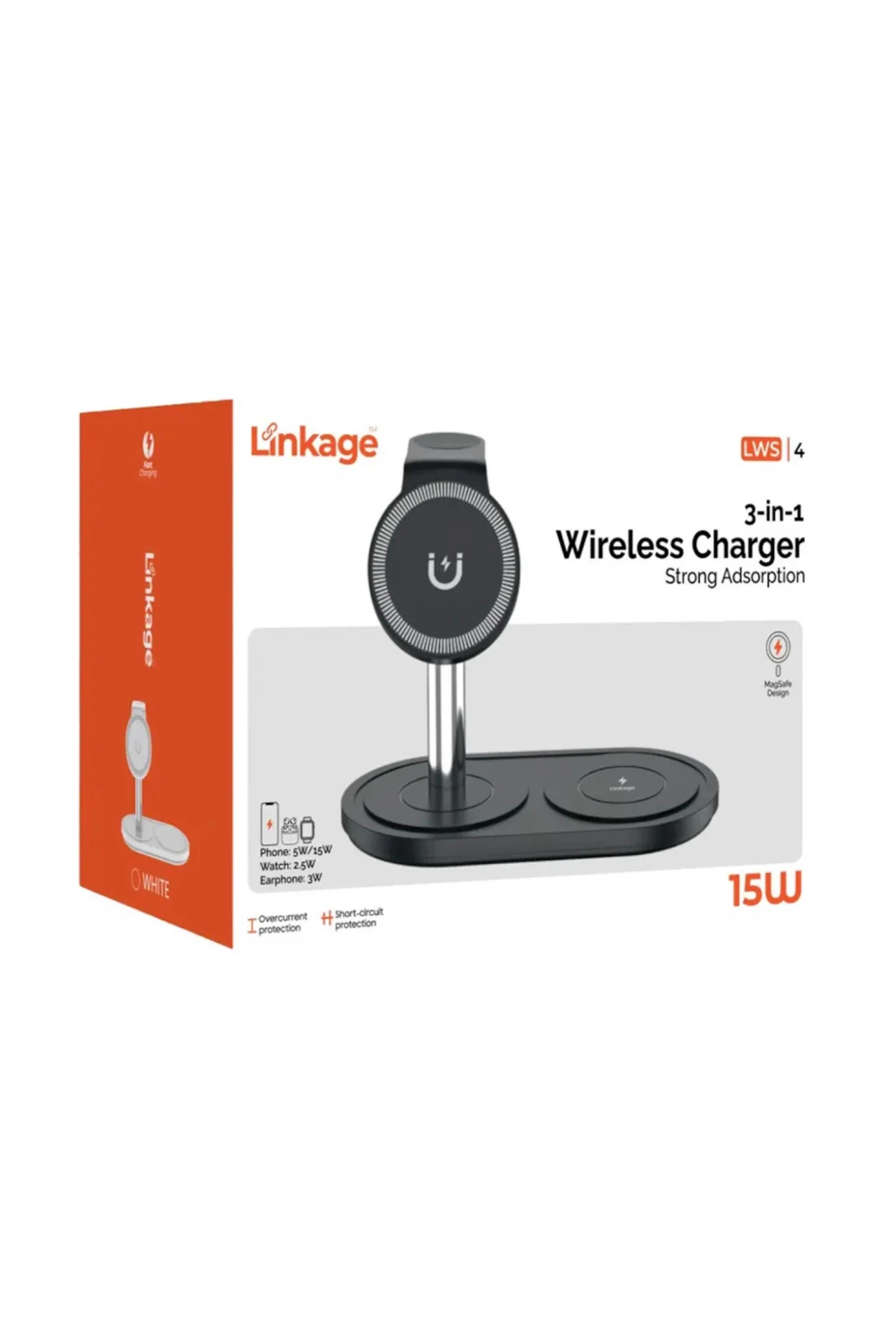 3'ü 1 Arada Kablosuz Şarj Standı 15w Wireless Şarj Standı Beyez Renk Lws4
