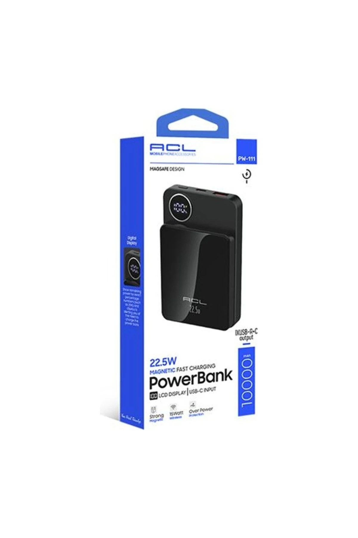 PW-111 22.5W Hızlı Şarjlı 10.000 Mah LCD Göstergeli Wireless Powerbank