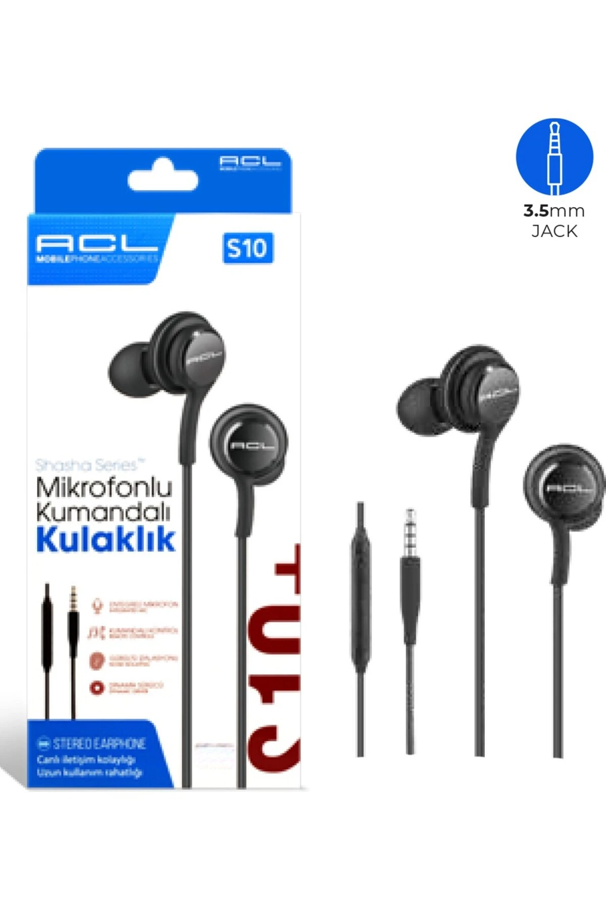 S10 Mikrofonlu Kumandalı 3.5mm Jack kablolu Kulaklık