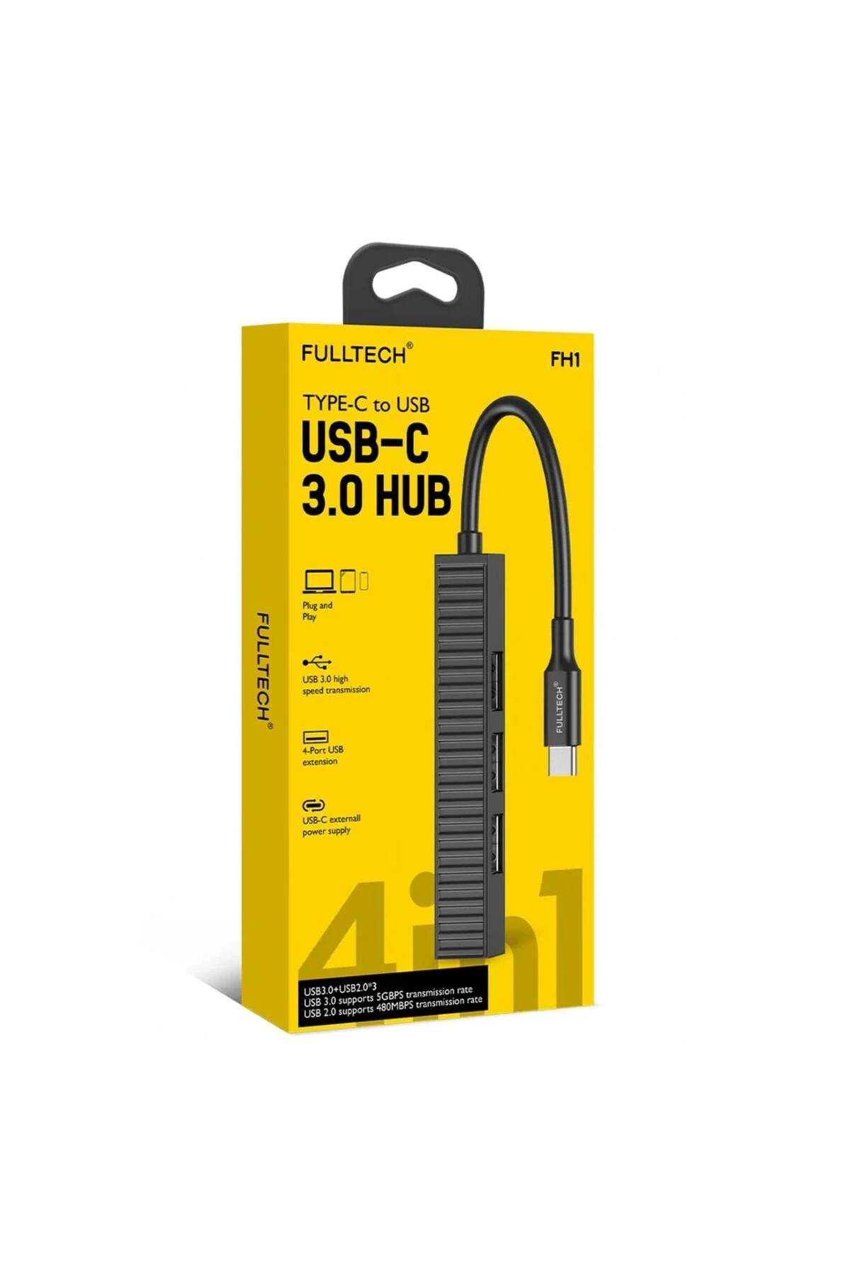 FH1 - 4-in-1 USB-C Hub Tak Çalıştır, 4xUSB Portlu USB3.0 ve USB2.0 Destekli USB-C HUB
