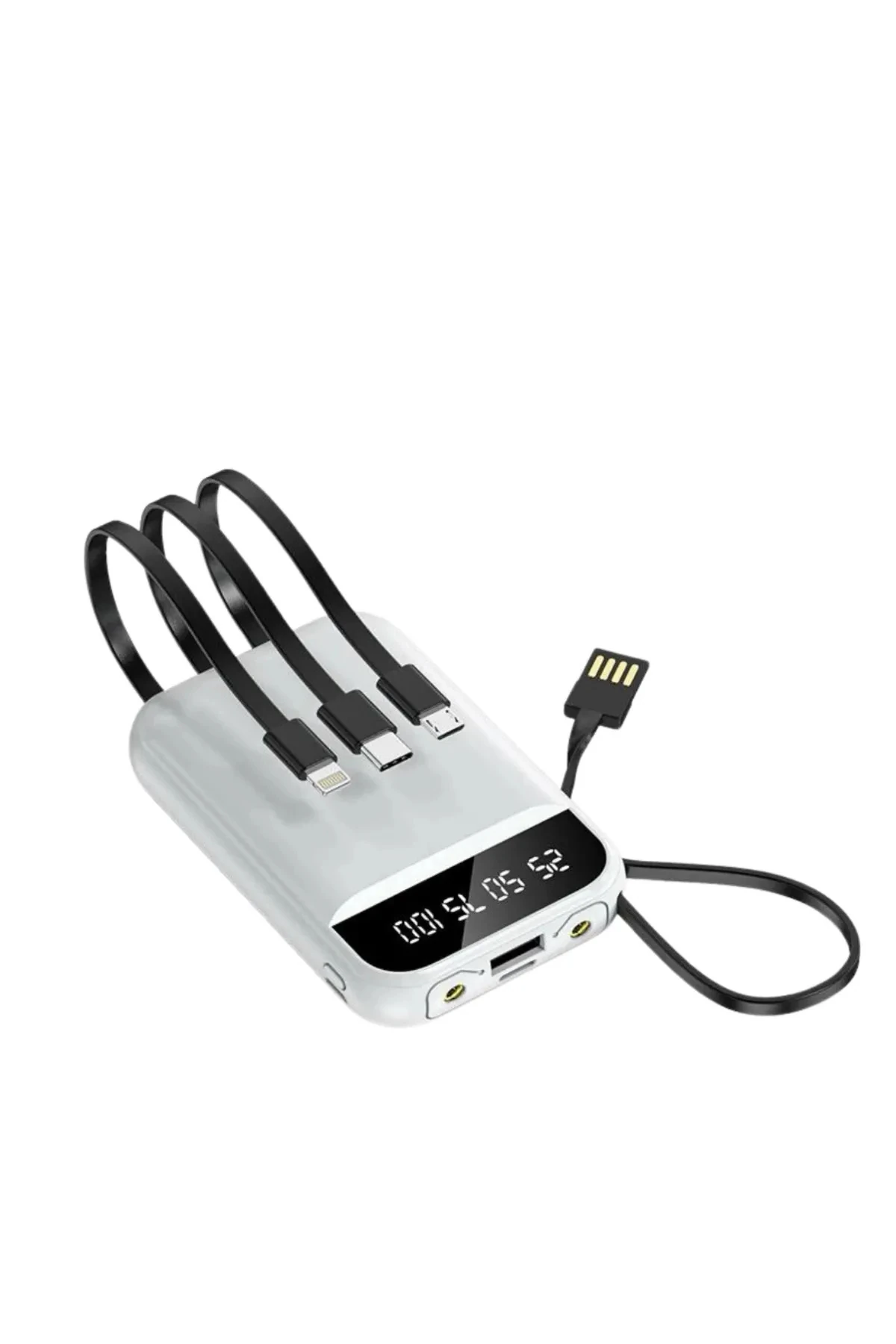 PW-97 10.000mAh 2.4A, Lcd’li 1xusb-A Dahili Mikro Type-C, Lightning powerbank