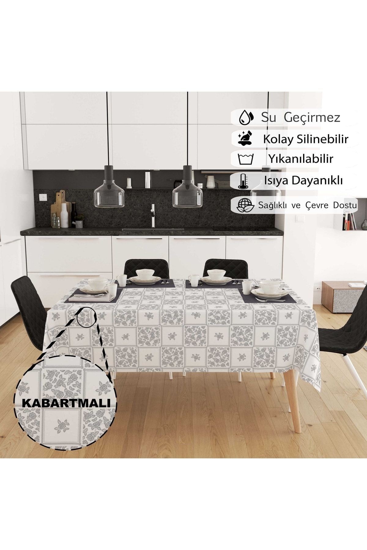 Masa Örtüsü Muşamba Yıkanabilir Silinebiilir Leke Tutmaz Kumaş Görünümlü Hijyenik Masa Örtüsü