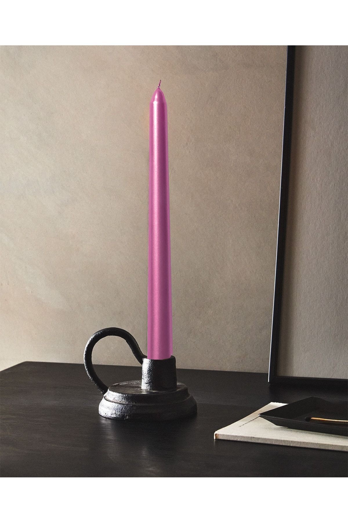 Mum 5'li Şamdanlık Mum Sedefli Kaplama Uzun Gövde