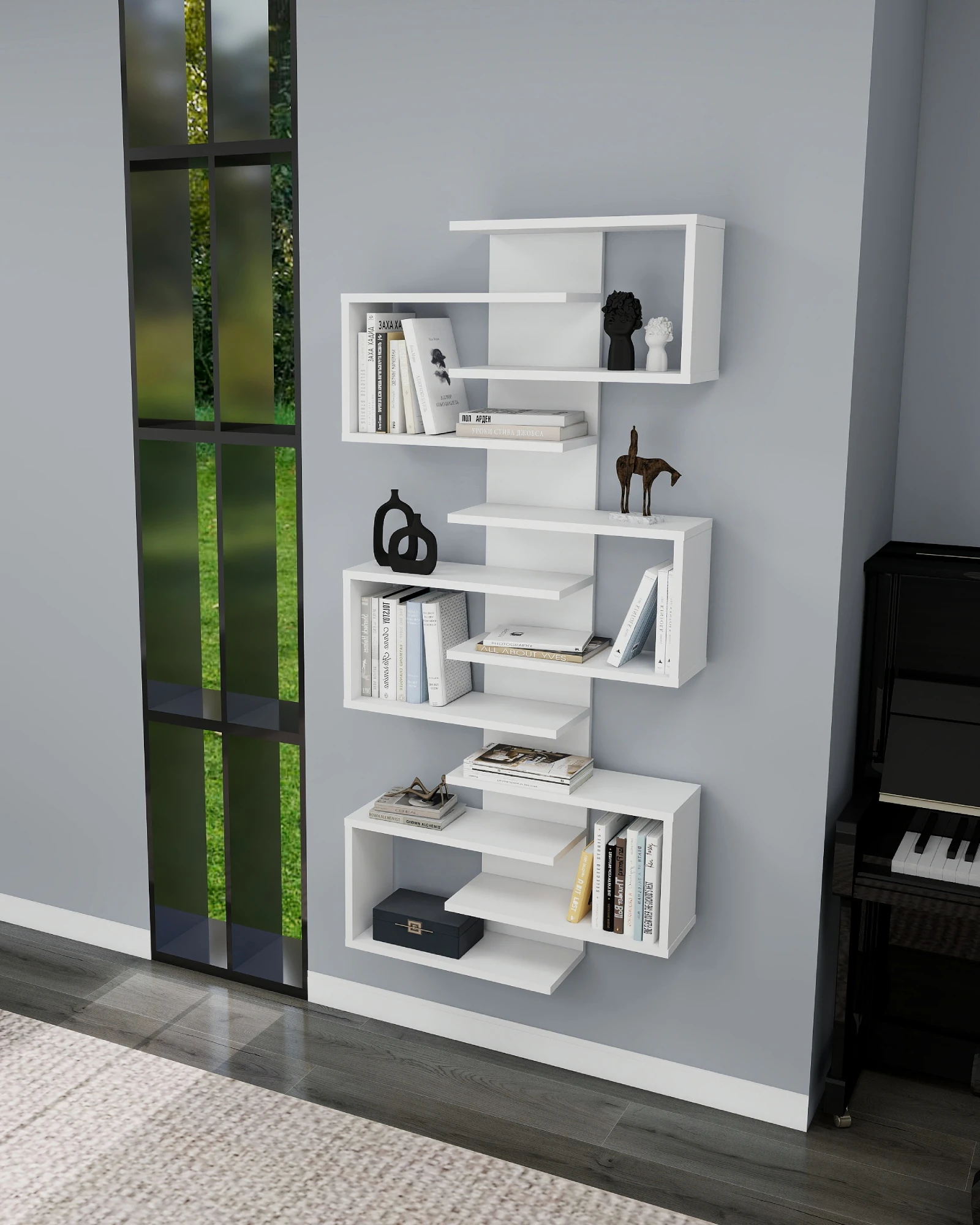 Lotus 6 Raflı Duvar Monte Kitaplık Ve Duvar Rafı - Lotus