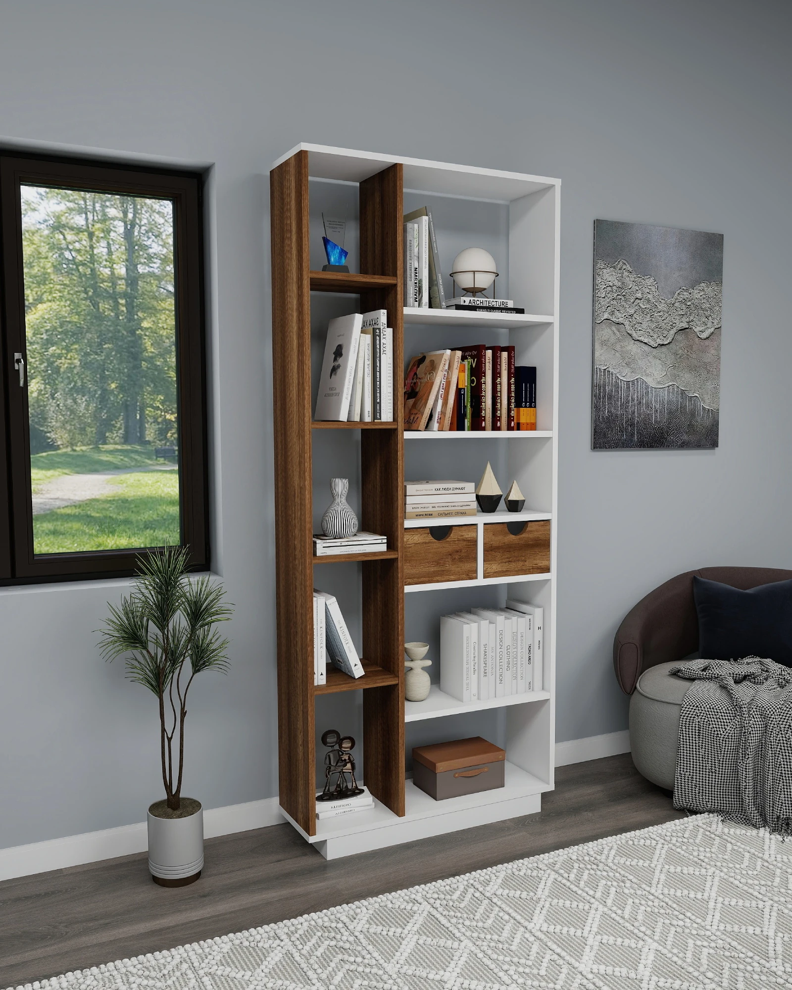 Luma 10 Bölmeli 2 Dolaplı Modern Kitaplık - Luma