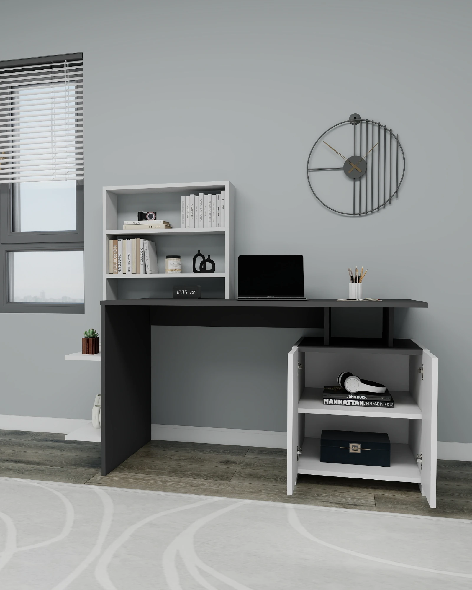 Melis Dolaplı Raflı Çalışma Bilgisayar Masası - Melis