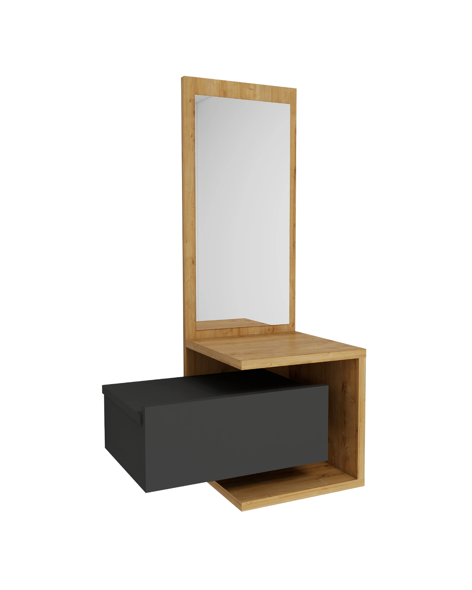 Stella Çekmeceli Duvara Monte Aynalı Dresuar Safirmeşe Antrasit - Stella