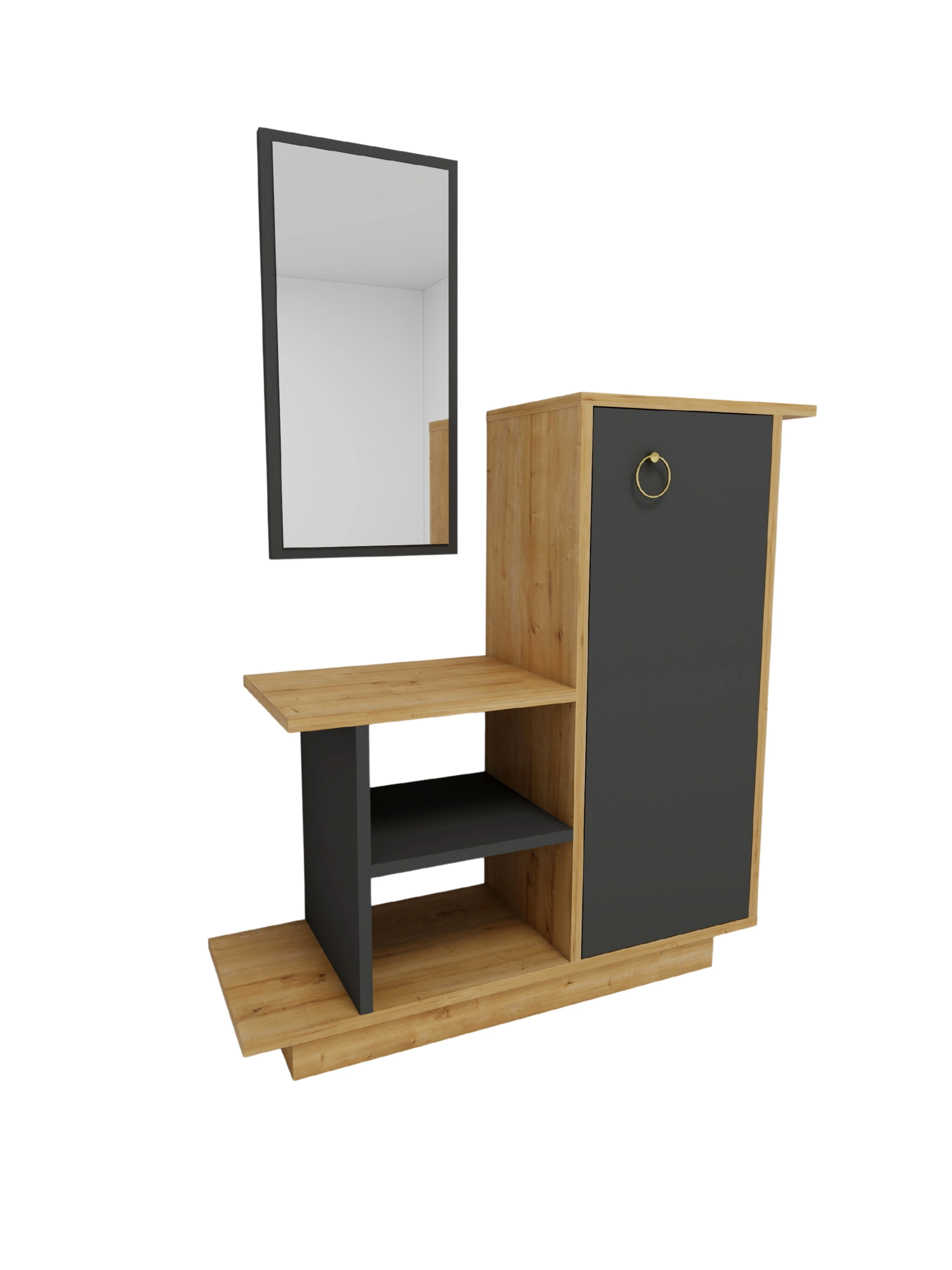 Asia Kapaklı Dolaplı Aynalı Dresuar, Safirmeşe Antrasit - Asia