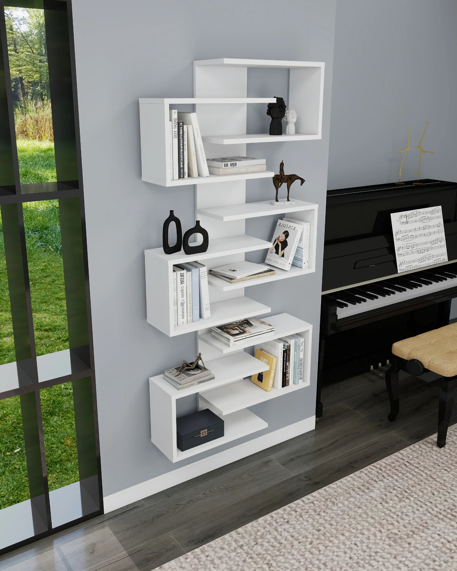 Lotus 6 Raflı Duvar Monte Kitaplık Ve Duvar Rafı - Lotus