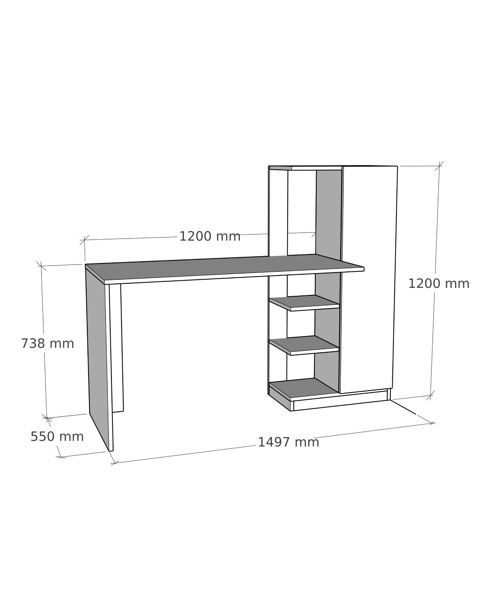 Yağız Dolaplı Raflı Çalışma Bilgisayar Masası - Yağız
