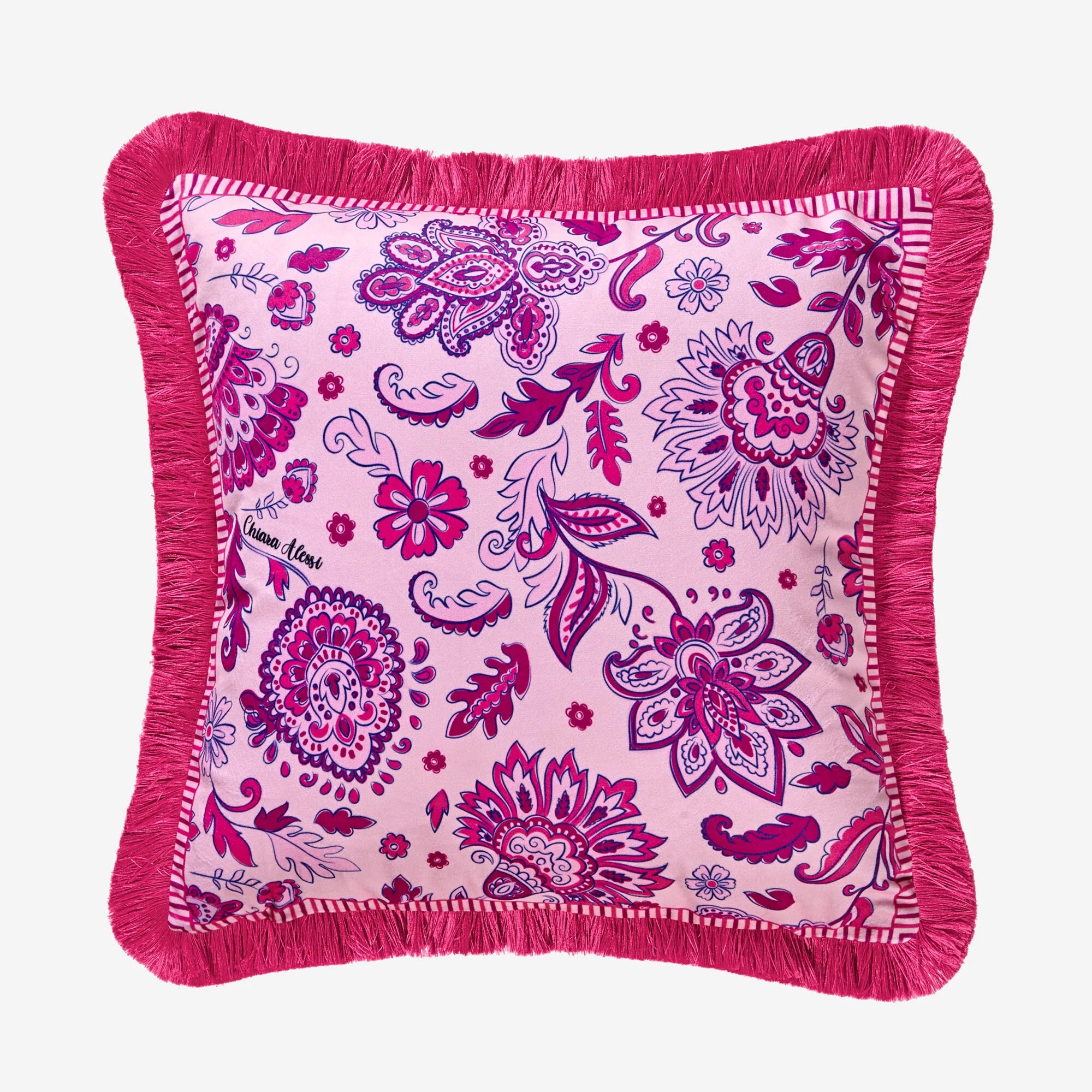 Pembe Kadife Dekoratif Yastık 45X45 Cm Lily Collection by Chiara Alessi