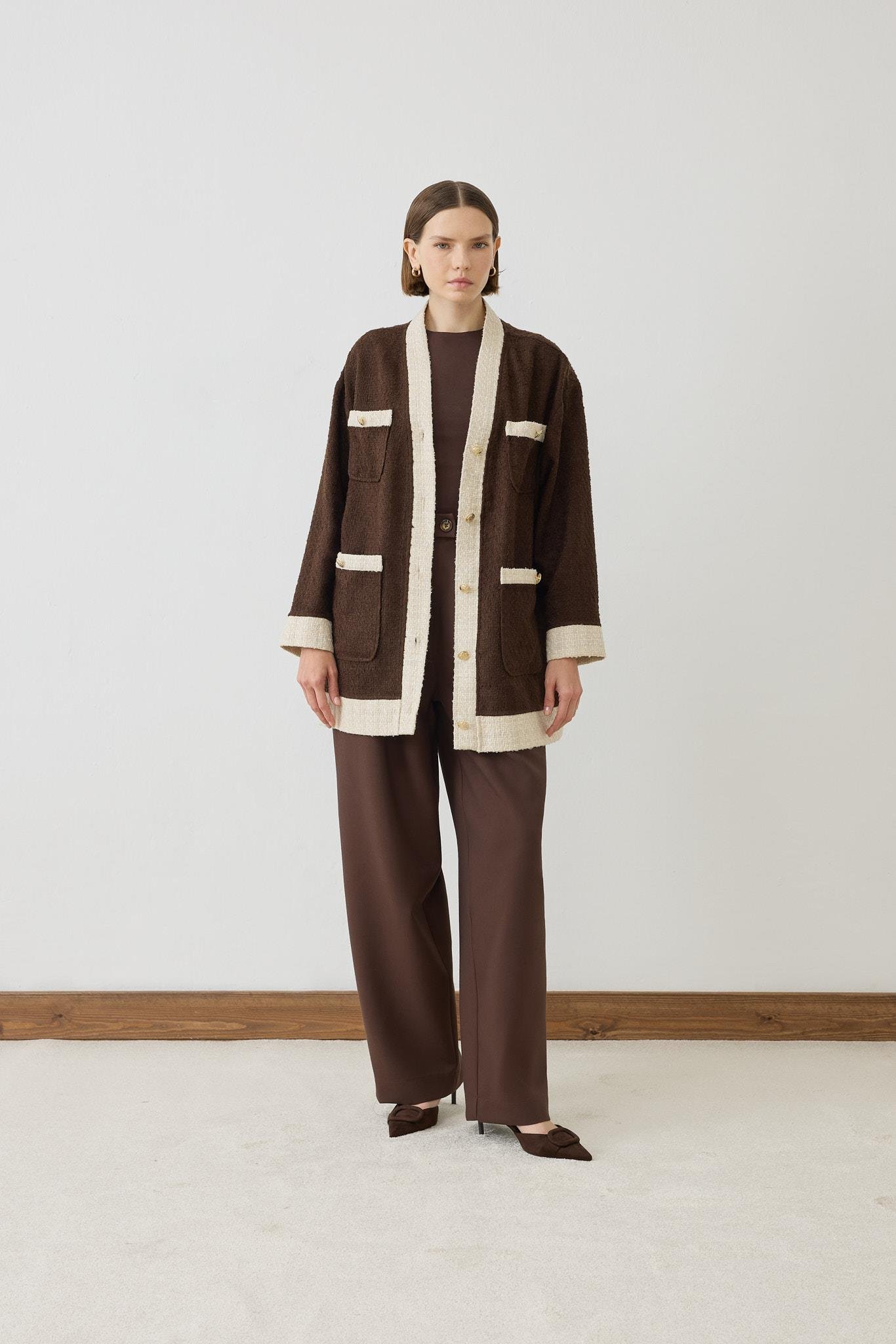 DUE 2 RENK TUVİT KOLEJ HIRKA KAHVE