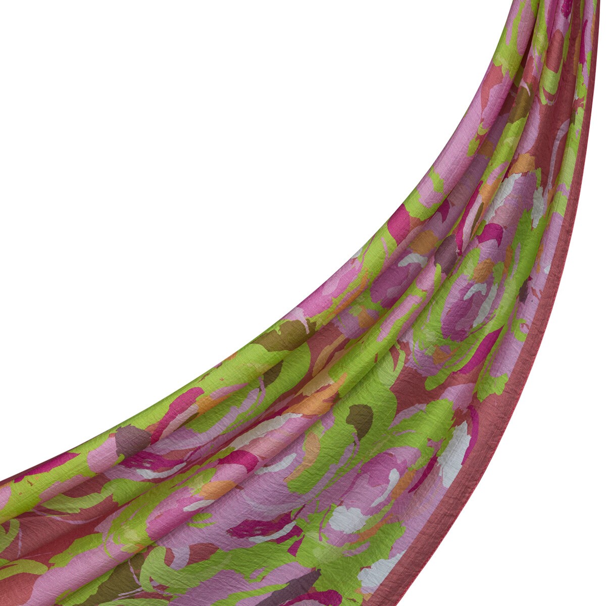 Gül Pembe Duygusal Çiçekler Tensel Desenli Şal