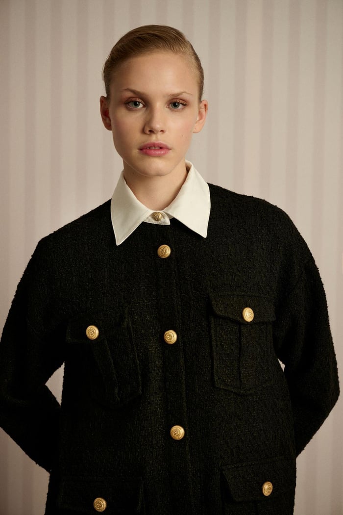 MOON GÖMLEK DETAYLI TUVİT CEKET SİYAH