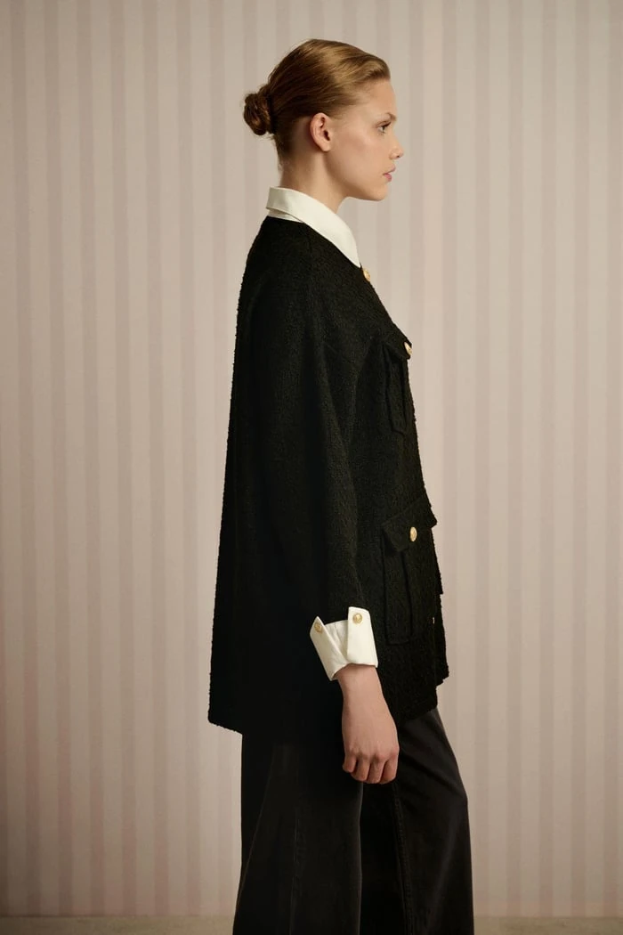 MOON GÖMLEK DETAYLI TUVİT CEKET SİYAH