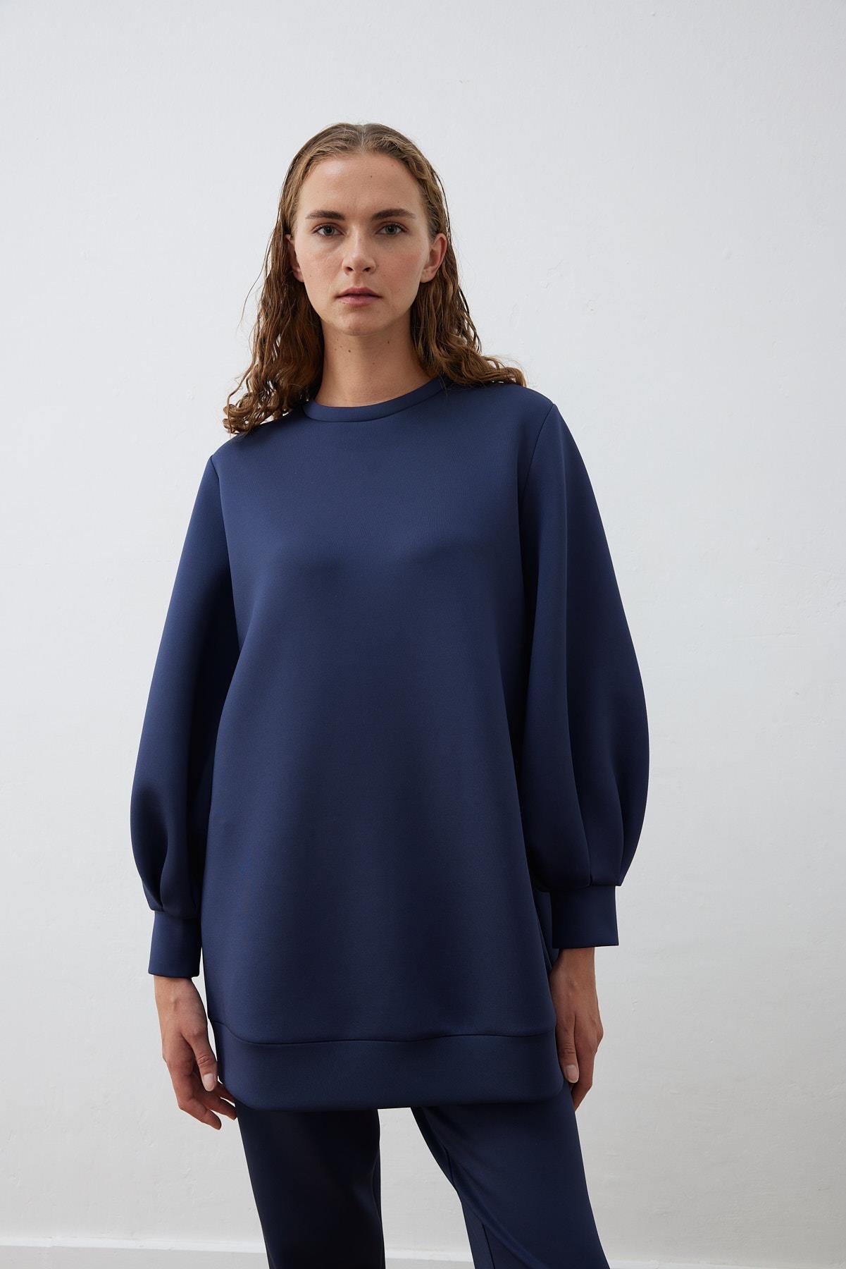 CAROL SCUBA PUF TUNİK LACİVERT