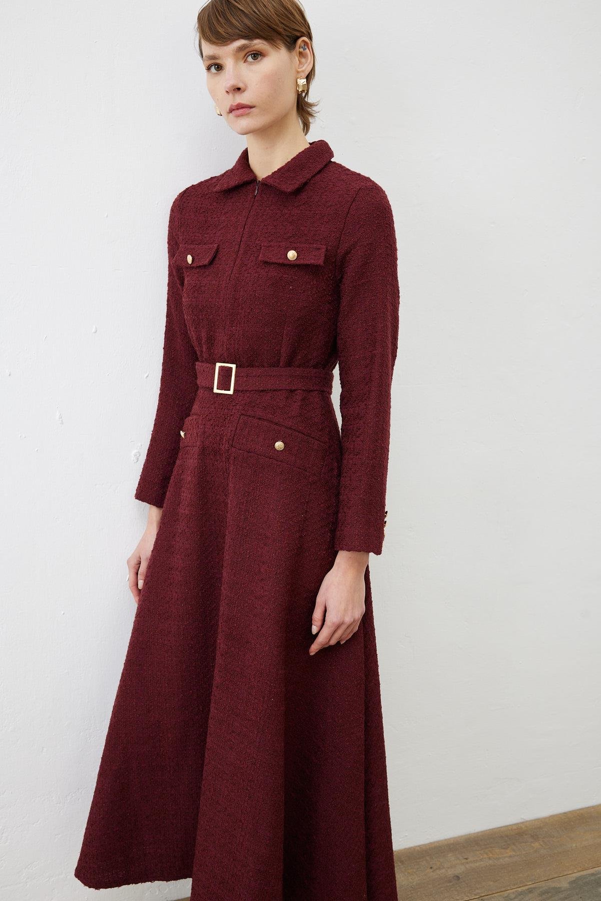 LADY TUVİT ELBİSE BORDO