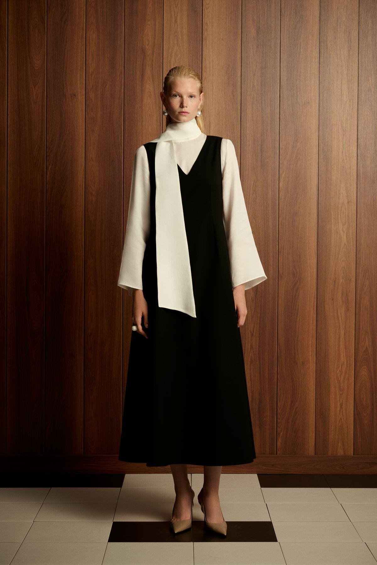 ARLES KREP JİLE-BLUZ TAKIM SİYAH