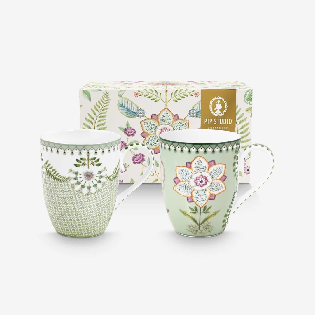Yeşil Porselen Kupa 350 Ml Lily & Lotus Collection by Pip Studio