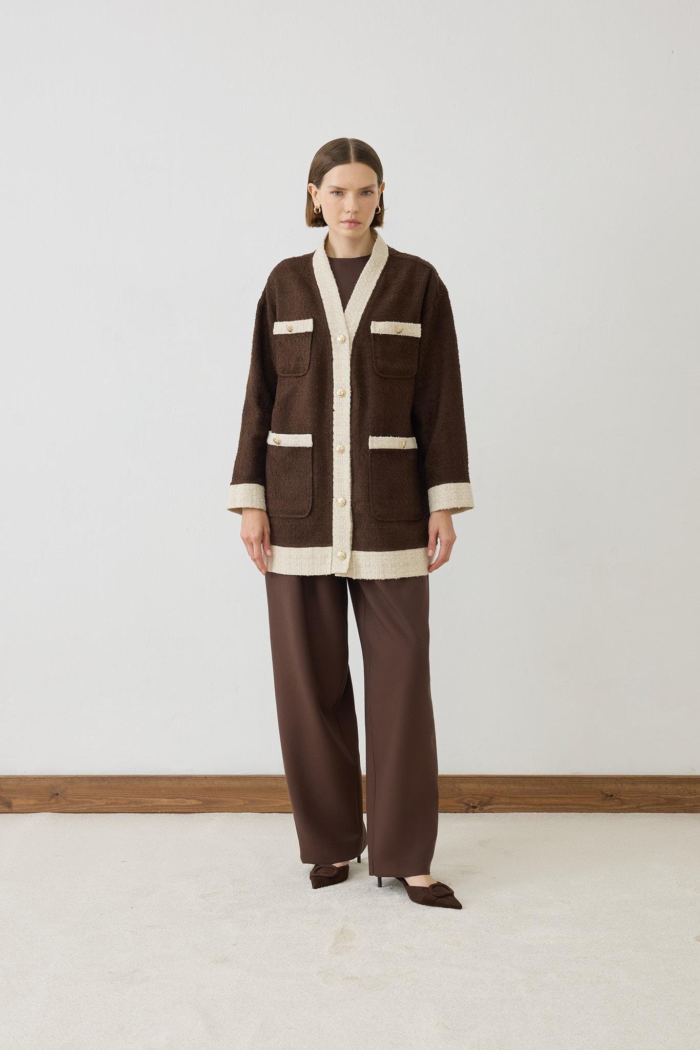 DUE 2 RENK TUVİT KOLEJ HIRKA KAHVE