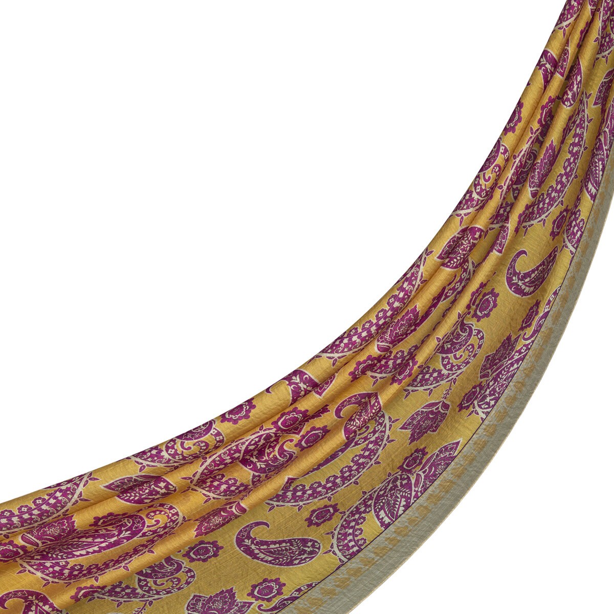 Gold Fuşya Mezopotamya Model 04 Desenli Tensel Şal
