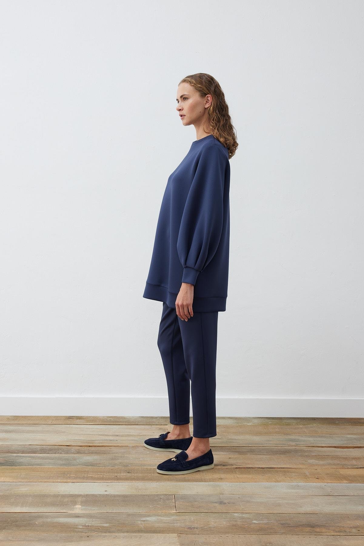 CAROL SCUBA PUF TUNİK LACİVERT