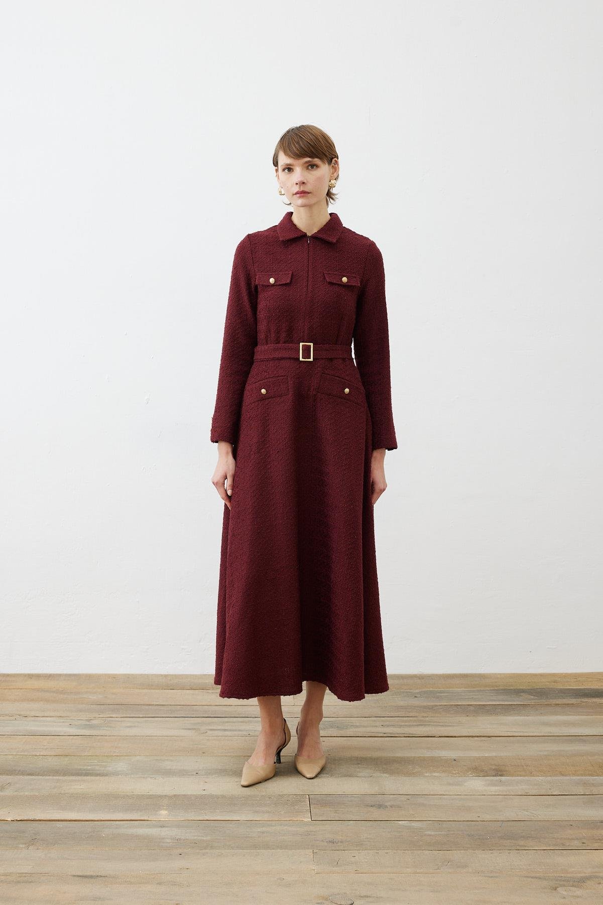 LADY TUVİT ELBİSE BORDO