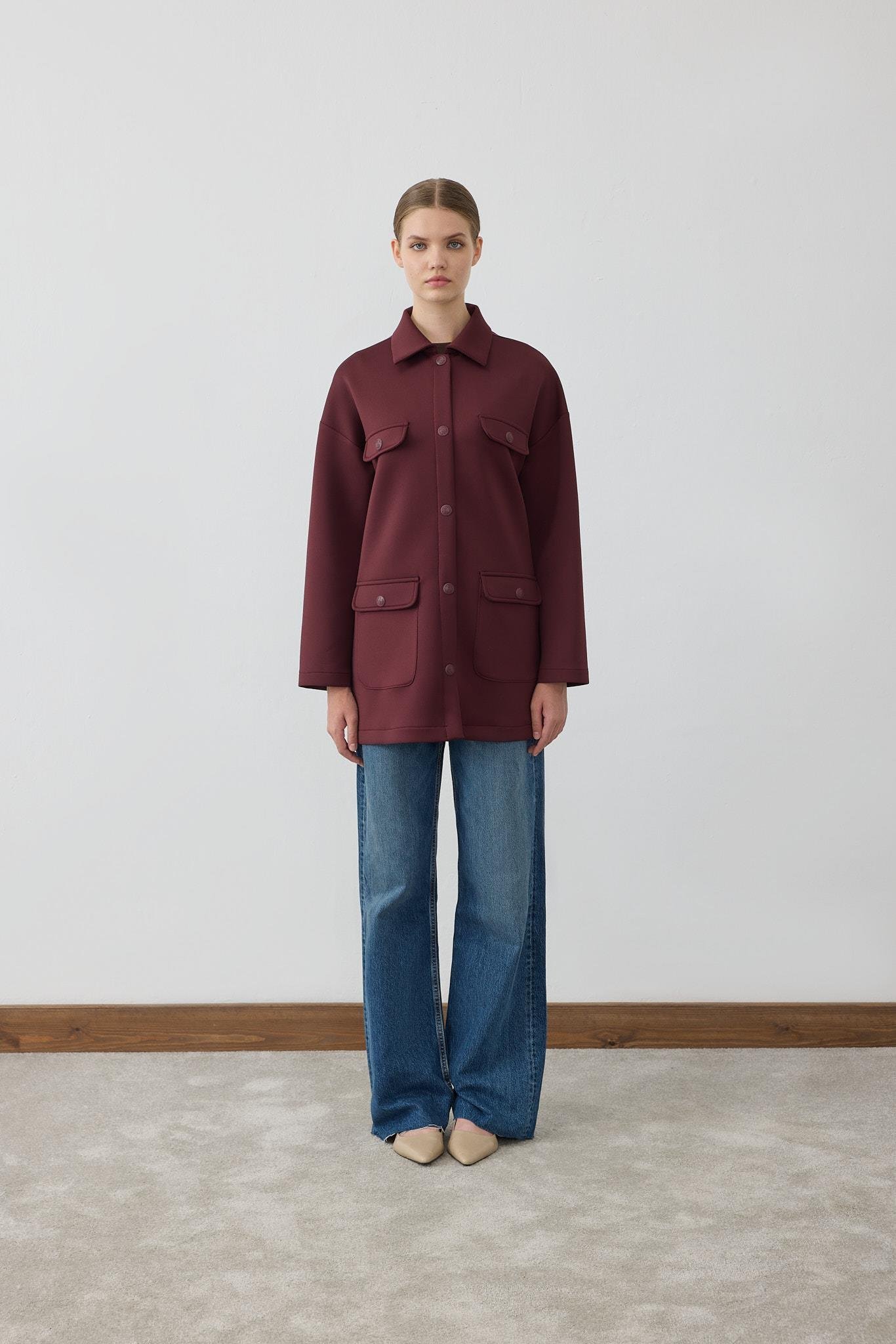 RAVEL 4 CEPLİ SCUBA PUF KAP BORDO