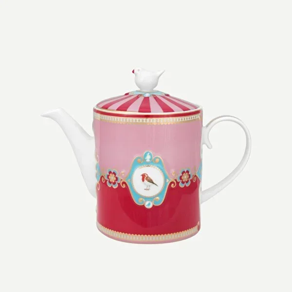 Kırmızı Pembe Porselen Demlik 1300 Ml Love Birds Collection by Pip Studio