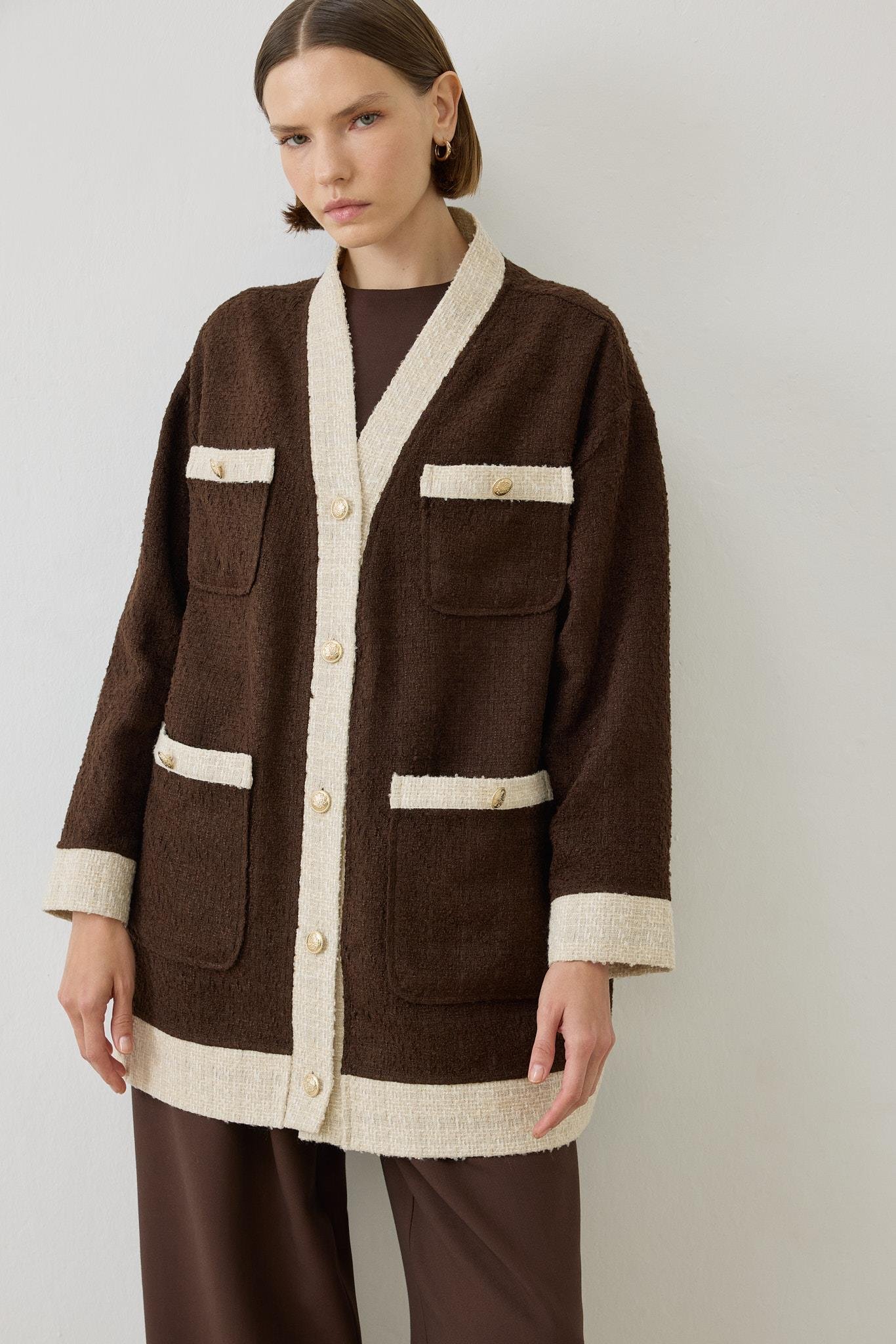 DUE 2 RENK TUVİT KOLEJ HIRKA KAHVE