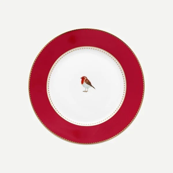 Kırmızı Porselen Pasta Tabağı 17 Cm Love Birds Collection by Pip Studio