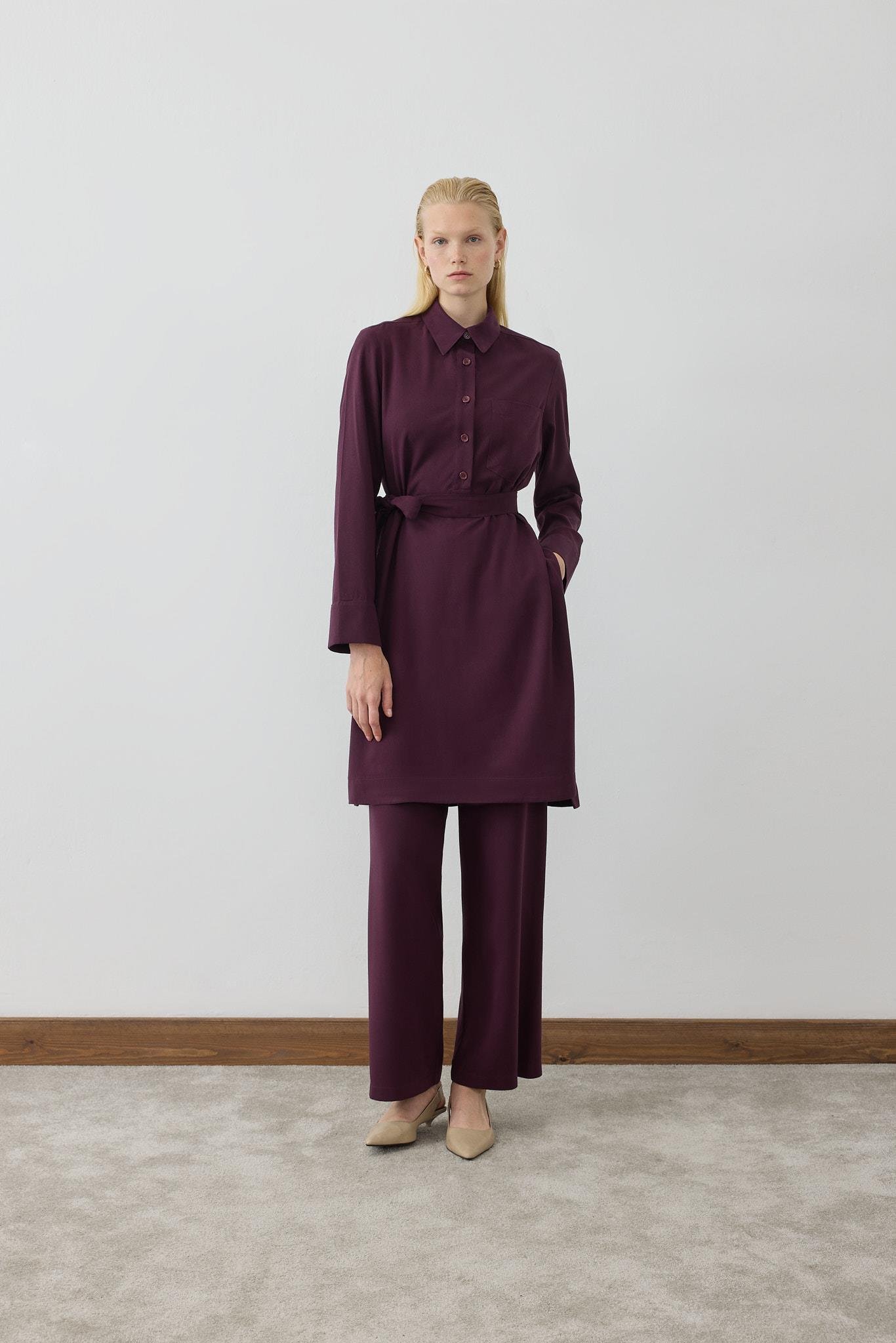 MİORİ LONDE UZUN TUNİKLİ TENSEL TAKIM BORDO