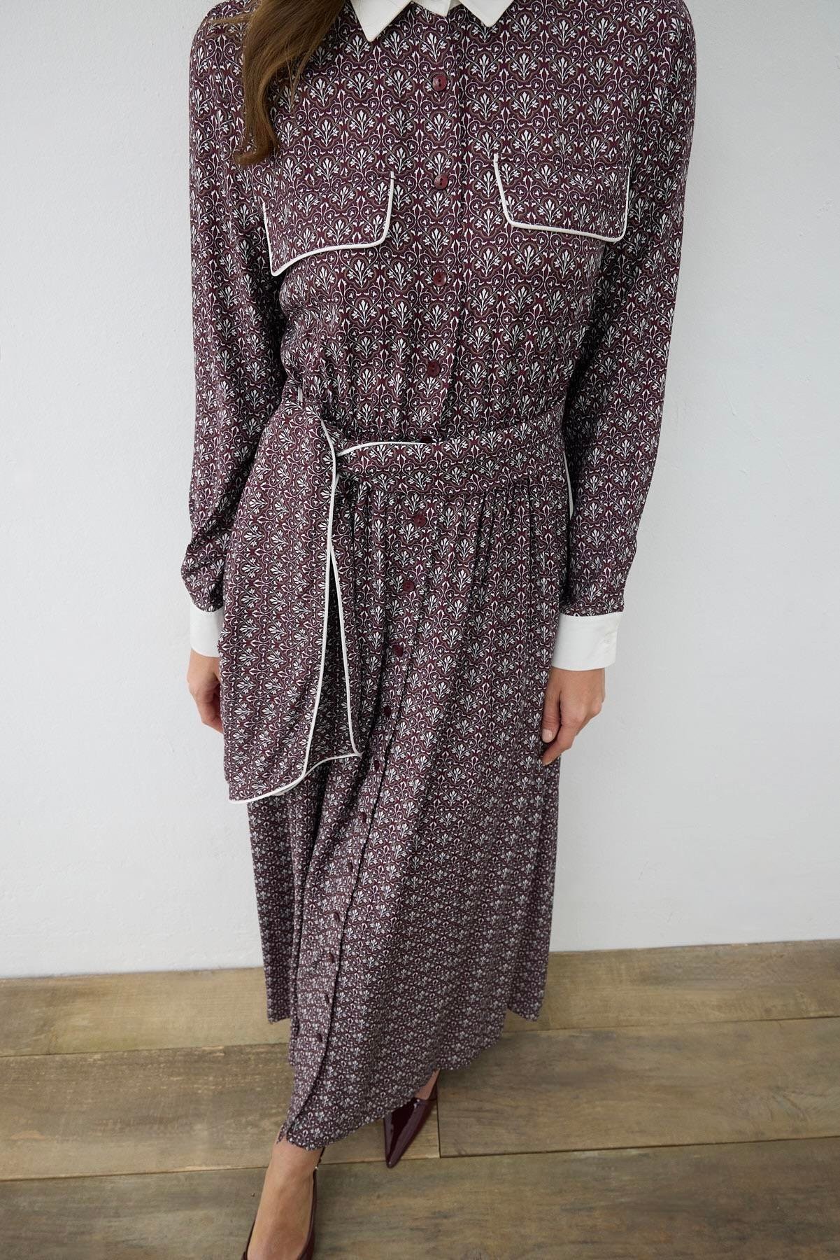 MİORİ DOVE RAYON VİSKON ELBİSE BORDO