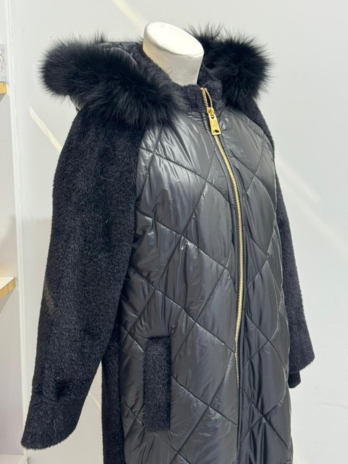 Kapüşonlu Angora Şişme Mont