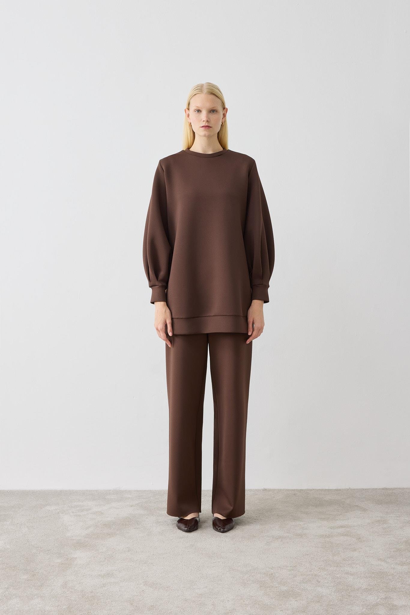 CAROL SCUBA PUF TUNİK ACI KAHVE