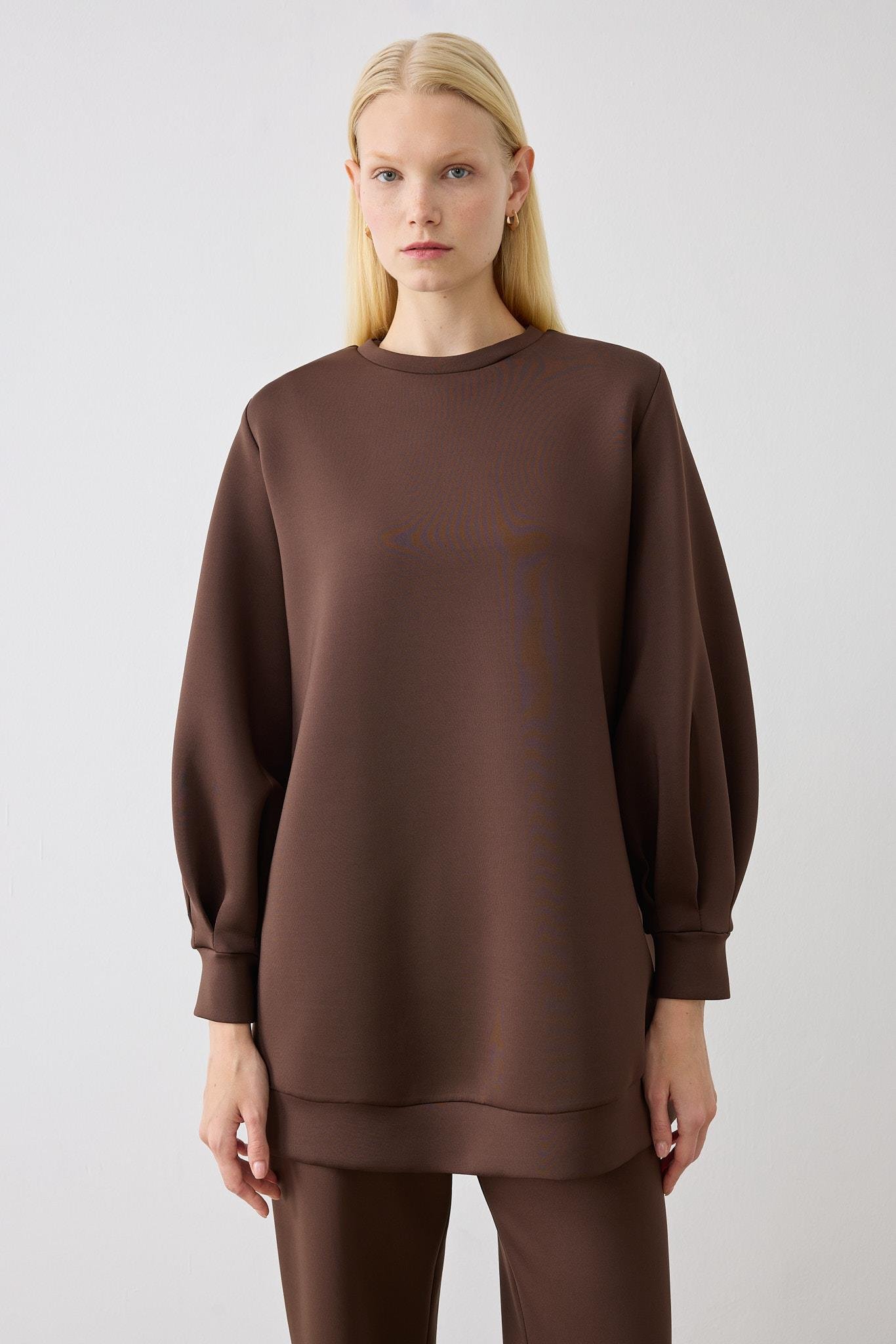 CAROL SCUBA PUF TUNİK ACI KAHVE