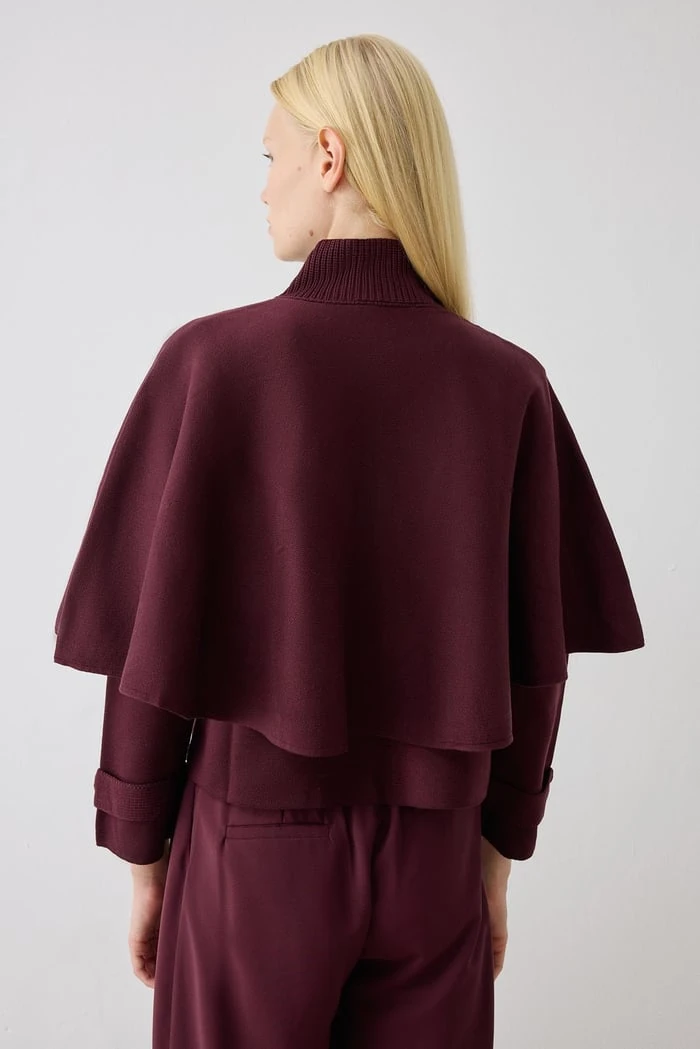 DAPHNE ÇELİK ÖRME TRİKO PELERİN KAP BORDO