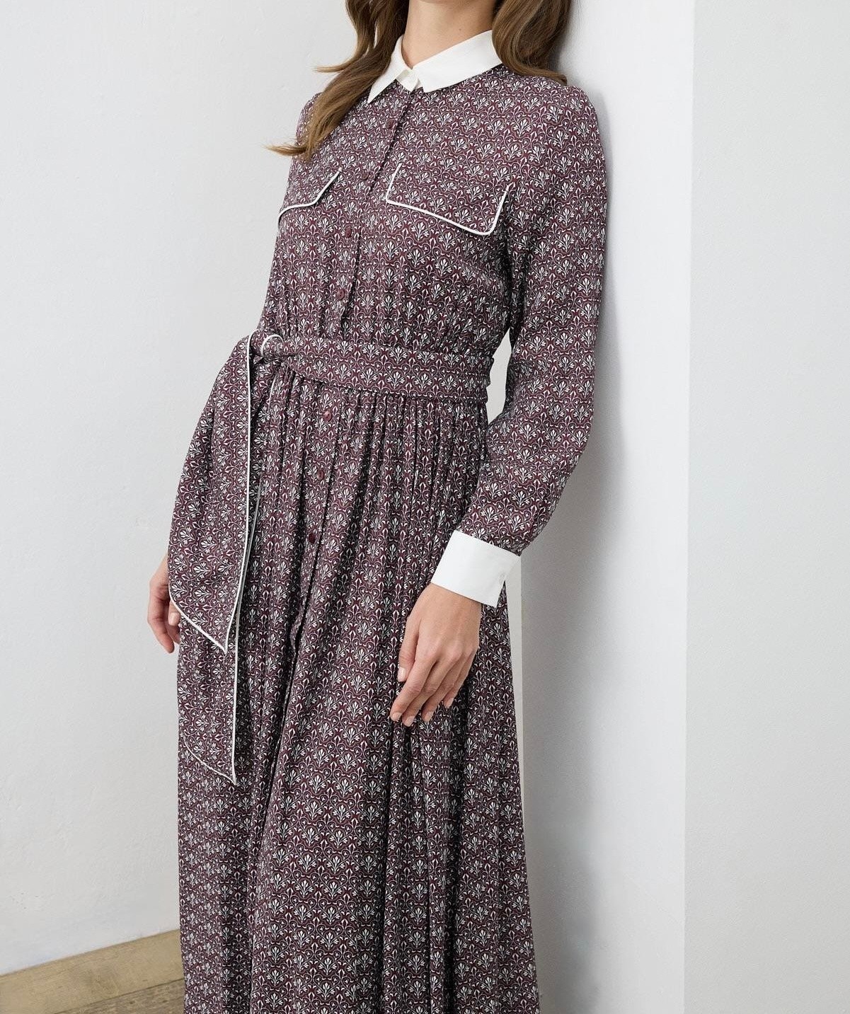 MİORİ DOVE RAYON VİSKON ELBİSE BORDO