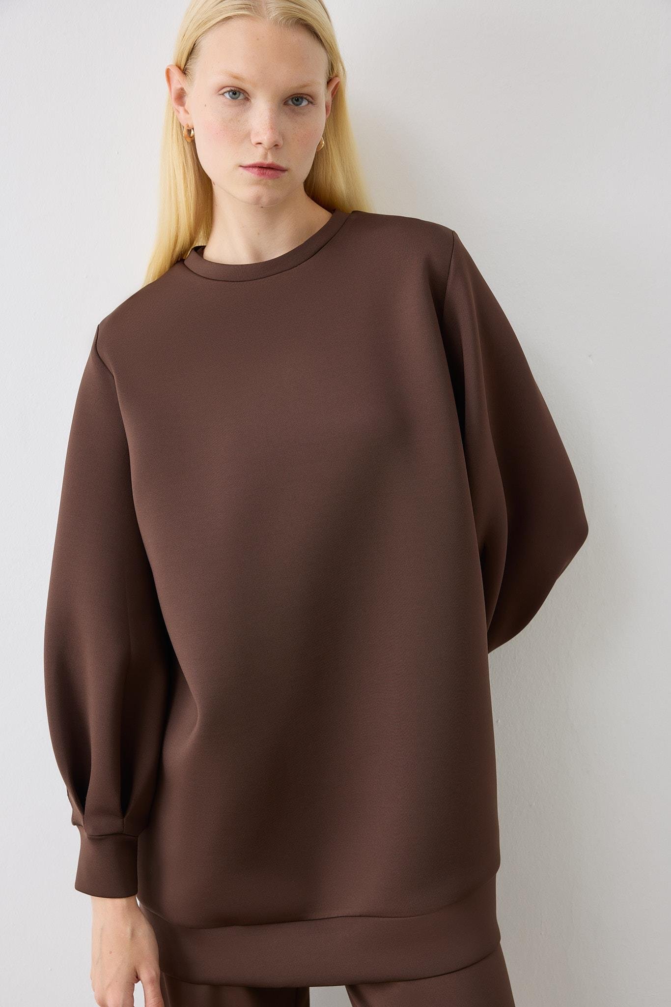 CAROL SCUBA PUF TUNİK ACI KAHVE