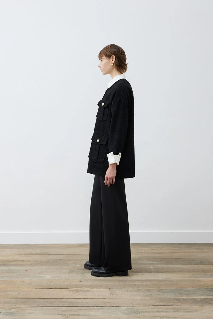 MOON GÖMLEK DETAYLI TUVİT CEKET SİYAH