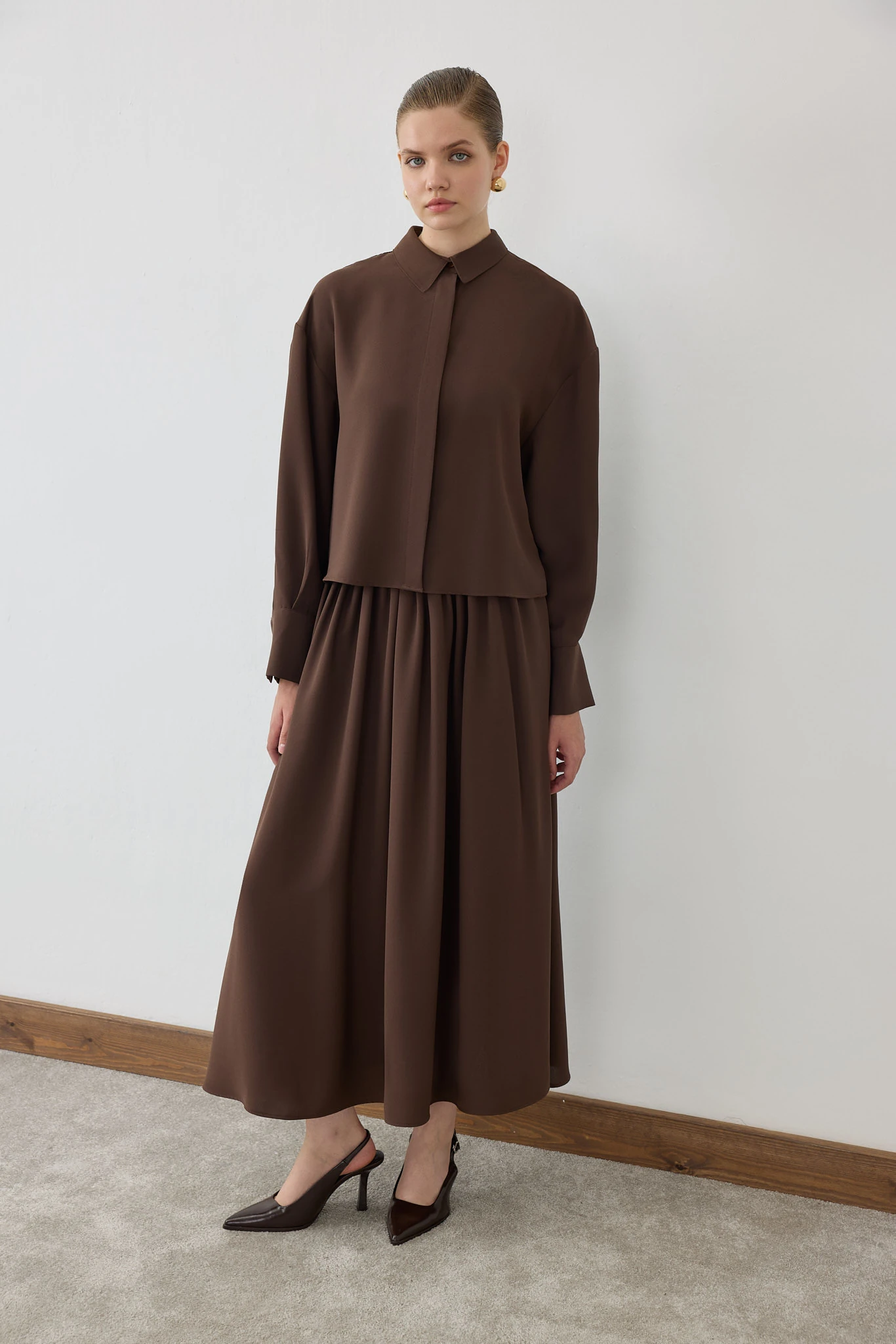 MİORİ LİNZA PLİSE GÖMLEKLİ ETEKLİ KREP TAKIM 