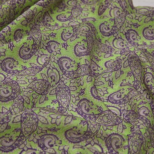 Fıstık Yeşili Beyaz Mezopotamya Model 02 Desenli Tencel Sal