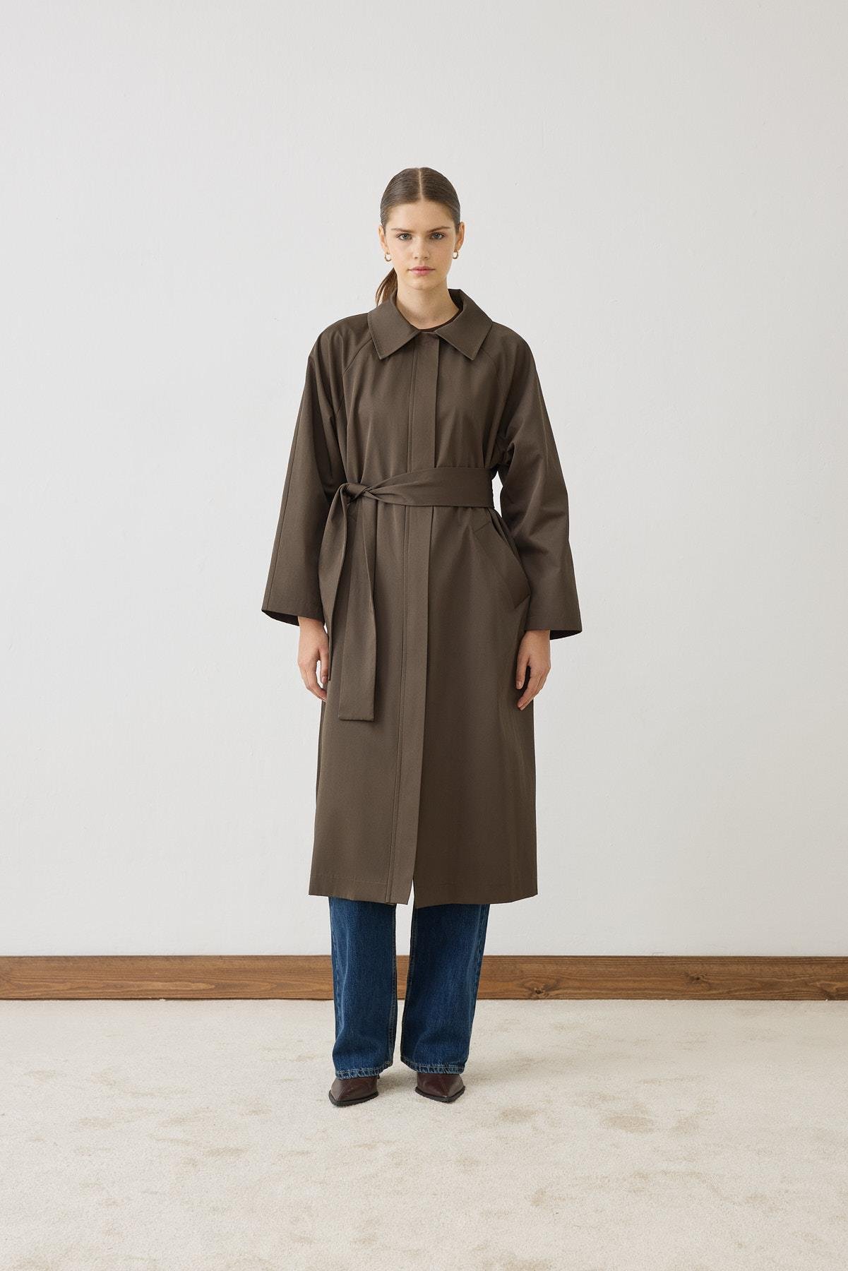 MİORİ ALERA TRENÇKOT KOYU HAKİ